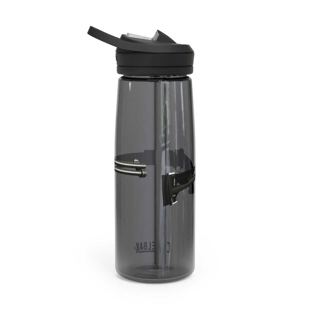 CamelBak Eddy® Water Bottle in 20oz and 25oz sizes, made from durable Tritan™ material, featuring a spill-proof biting valve and easy-carry handle.